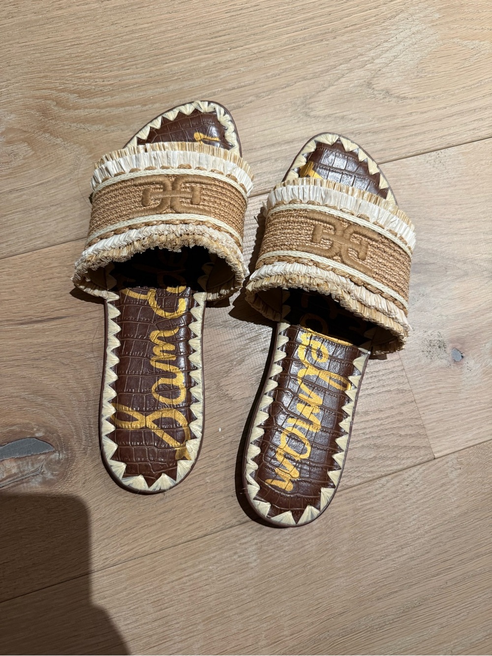 Sam Edelman Woven Slide Sandal in Natural and Cream - Picture 2 of 4